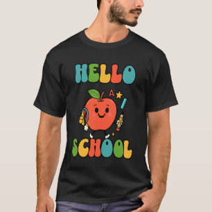 Cute Apple Hello School Back To School Graphic Tod T-Shirt