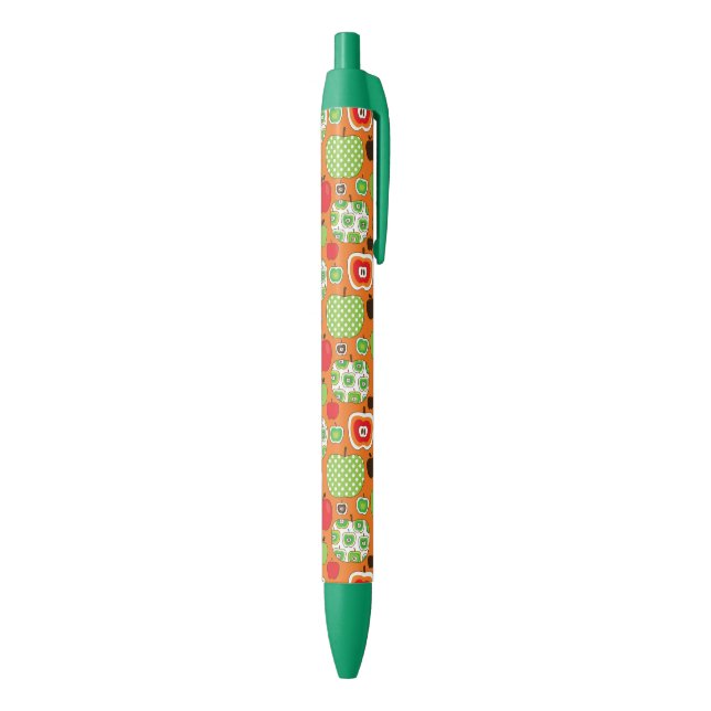 Cute apple illustration pattern black ink pen (Bottom (Vertical))