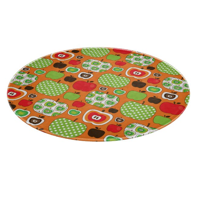 Cute apple illustration pattern cutting board (Corner)