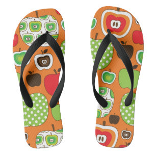 Cute apple illustration pattern jandals