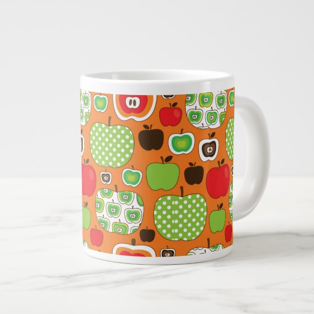 Cute apple illustration pattern large coffee mug (Front Right)