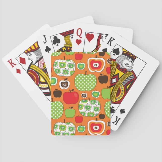 Cute apple illustration pattern playing cards (Back)
