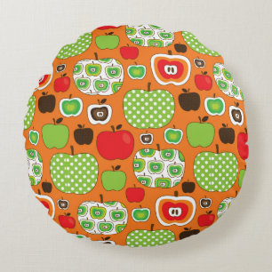 Cute apple illustration pattern round cushion