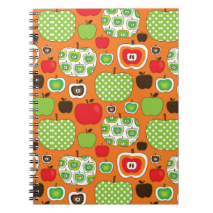 Cute apple illustration pattern spiral notebook