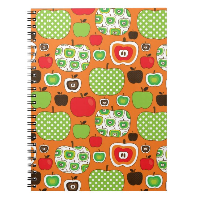 Cute apple illustration pattern spiral notebook (Front)