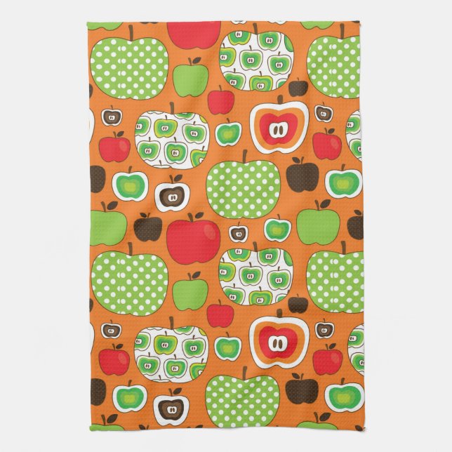 Cute apple illustration pattern tea towel (Vertical)