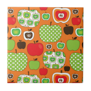 Cute apple illustration pattern tile