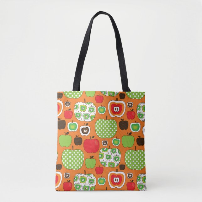 Cute apple illustration pattern tote bag (Front)