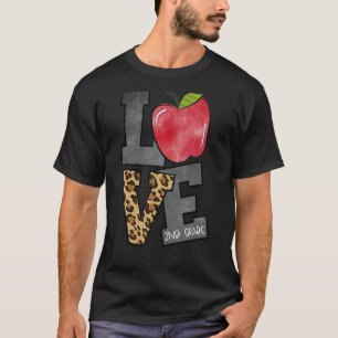 Cute Apple Leopard Love 2nd Grade Team Second Grad T-Shirt