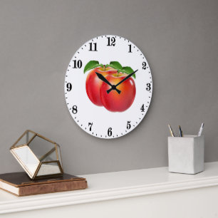Cute apple lovers fruit kitchen decor large clock