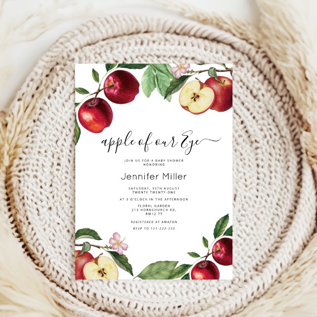 cute Apple Of Our Eye Baby Shower Invitation (Creator Uploaded)