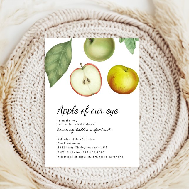 cute Apple Of Our Eye Baby Shower Invitation (Creator Uploaded)