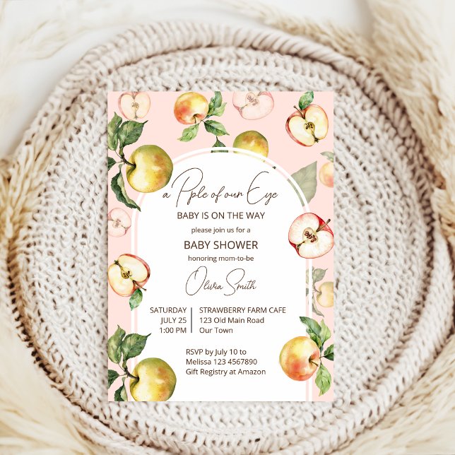 cute Apple Of Our Eye Baby Shower Invitation (Creator Uploaded)