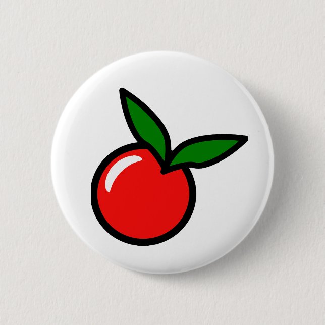 Cute Apple or Cherry, Fun Kitchen Fruit Cartoon 6 Cm Round Badge (Front)
