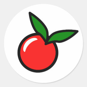 Cute Apple or Cherry, Fun Kitchen Fruit Cartoon Classic Round Sticker