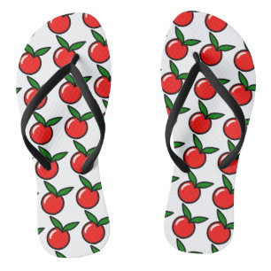 Cute Apple or Cherry, Fun Kitchen Fruit Cartoon Jandals
