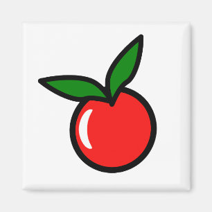 Cute Apple or Cherry, Fun Kitchen Fruit Cartoon Magnet