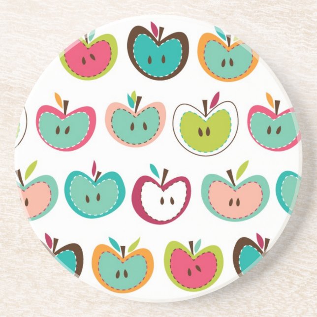Cute apple pattern coaster (Front)