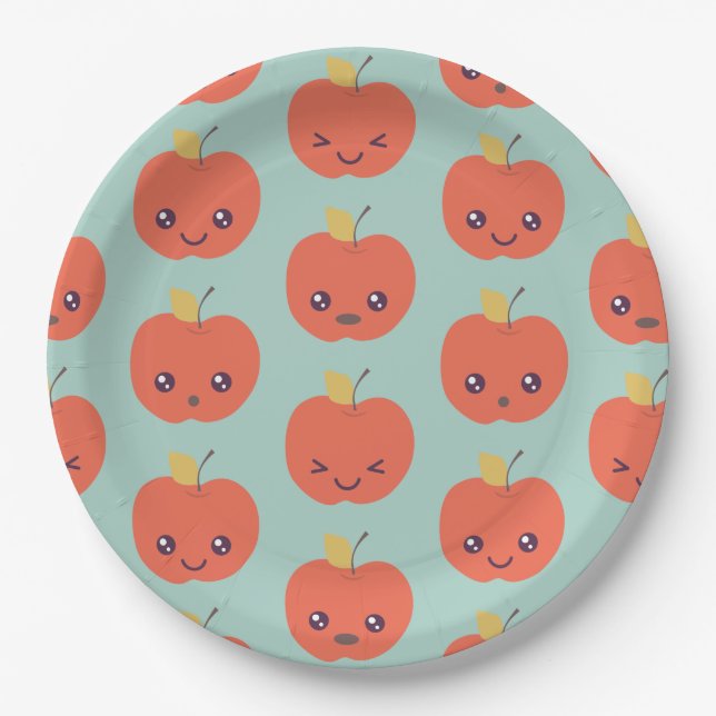 Cute Apple Pattern Paper Plates (Front)