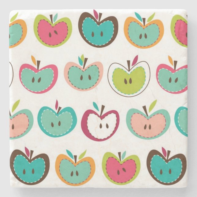 Cute apple pattern stone coaster (Front)