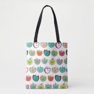 Cute apple pattern tote bag