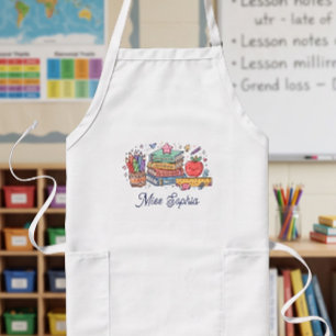 Cute Apple Teacher Appreciation Personalised Name Long Apron