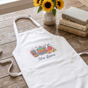 Cute Apple Teacher Appreciation Personalised Name  Long Apron