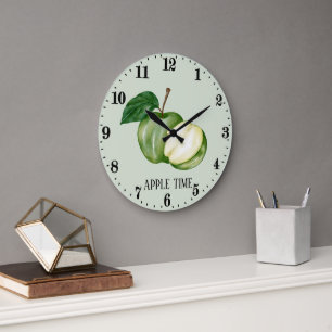 Cute apple time fruit kitchen large clock