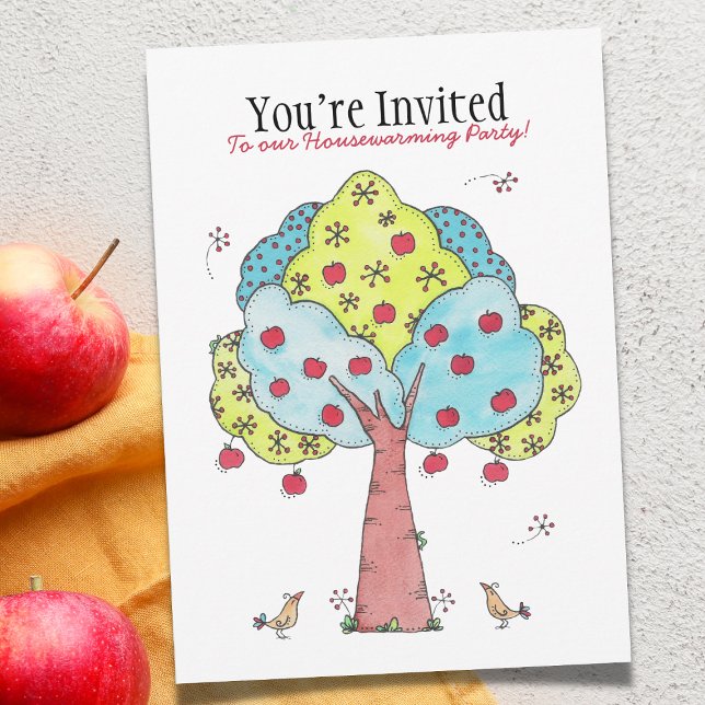 Cute Apple Tree Housewarming Party Invitation (Creator Uploaded)