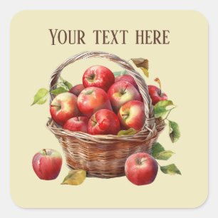 Cute apple vendors add text square sticker