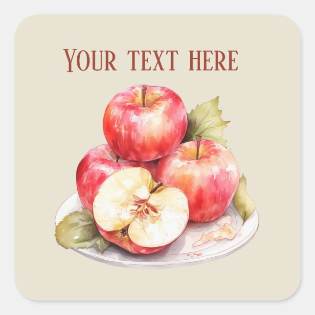 Cute apple vendors add text square sticker (Front)