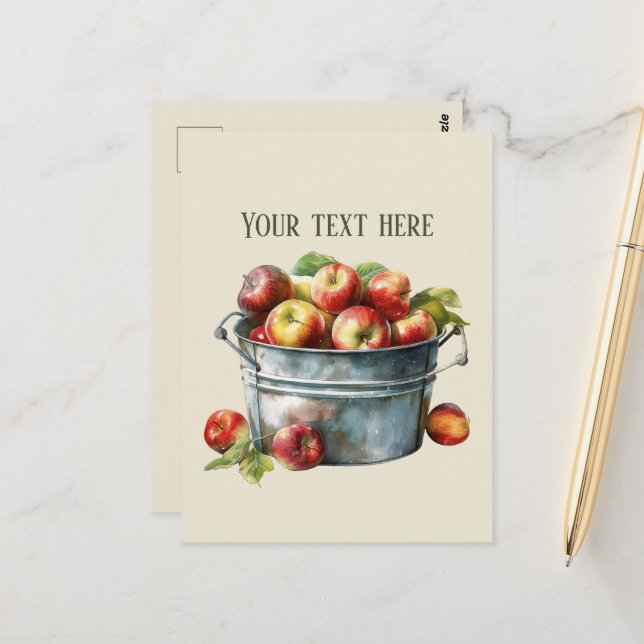 Cute apple vendors fruit lovers orchards add text  postcard (Front/Back In Situ)