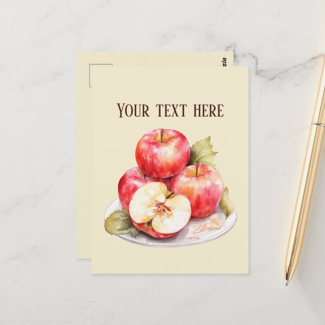 Cute apple vendors fruit lovers orchards add text postcard (Front/Back In Situ)