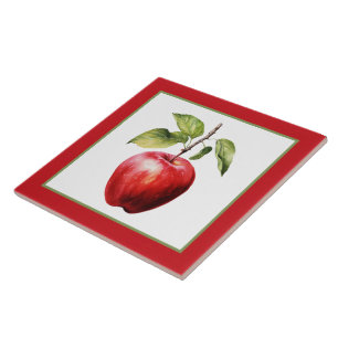 Cute apple watercolor kitchen  tile