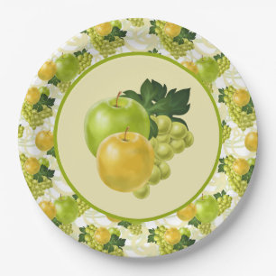 Cute apples grapes fruit party paper plate