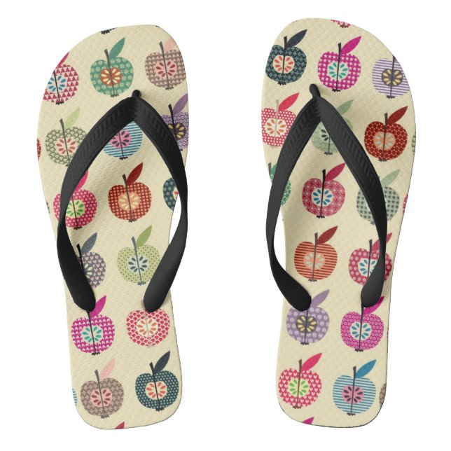 Cute Apples in Retro Style Jandals (Footbed)