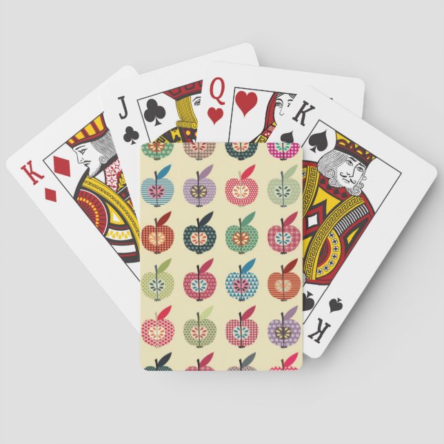 Cute Apples in Retro Style Playing Cards (Back)