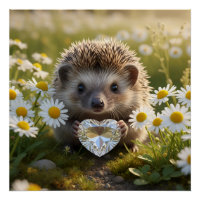 Cute April Hedgehog with Diamond Heart