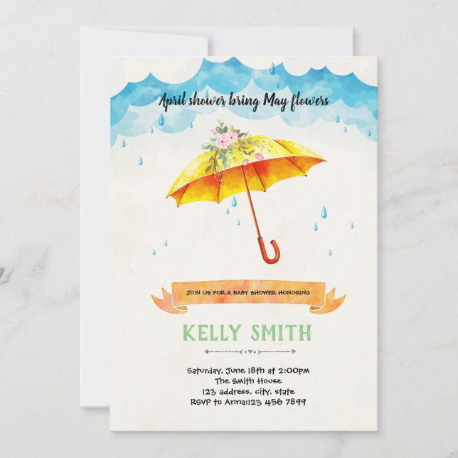 Cute april shower may flower invitation (Front)