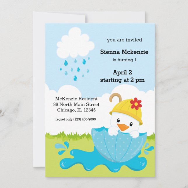 Cute April Showers Invitation (Front)