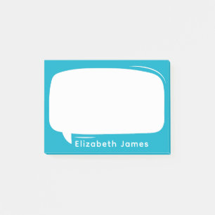 Cute Aqua Blue and White Talk Bubble Personalised Post-it Notes