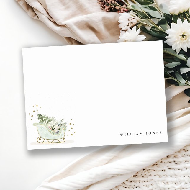 Cute Aqua Blue Gold Winter Sleigh Any Age Birthday Card (Creator Uploaded)