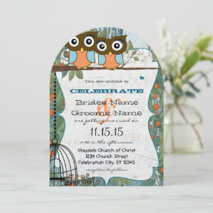 Cute Aqua Blue Owl Marry My Best Friend Wedding Invitation