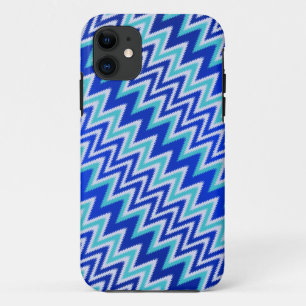Cute aqua blue zigzag stripes Case-Mate iPhone case