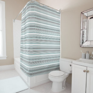 Cute aqua gray stripes shower curtain