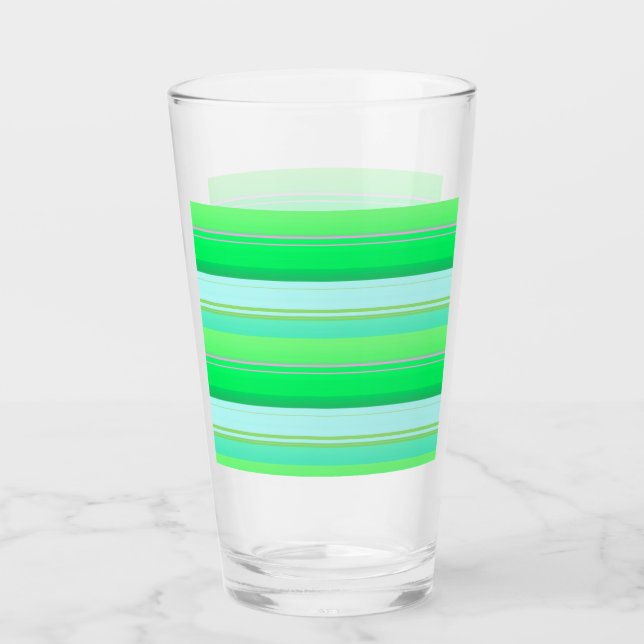 Cute aqua green stripes glass (Front)