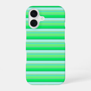Cute aqua green stripes iPhone 16 case