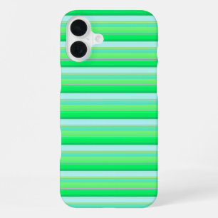 Cute aqua green stripes iPhone 16 plus case