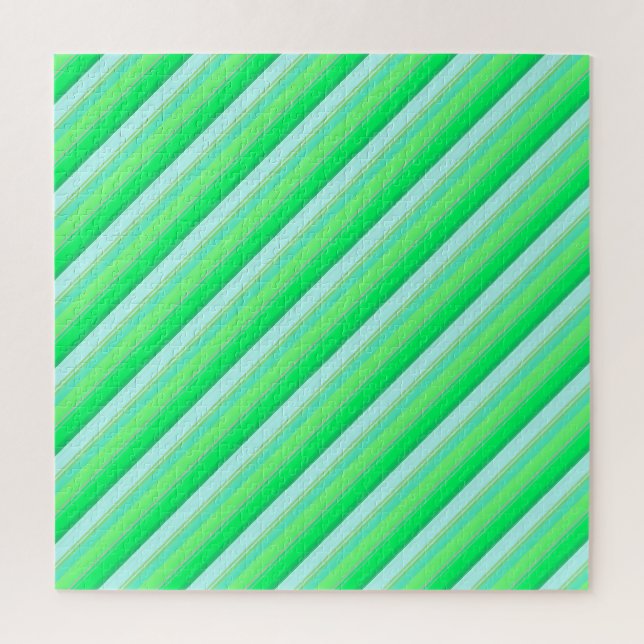 Cute aqua green stripes jigsaw puzzle (Vertical)