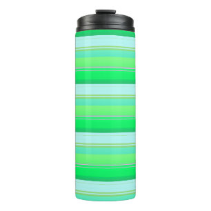 Cute aqua green stripes thermal tumbler
